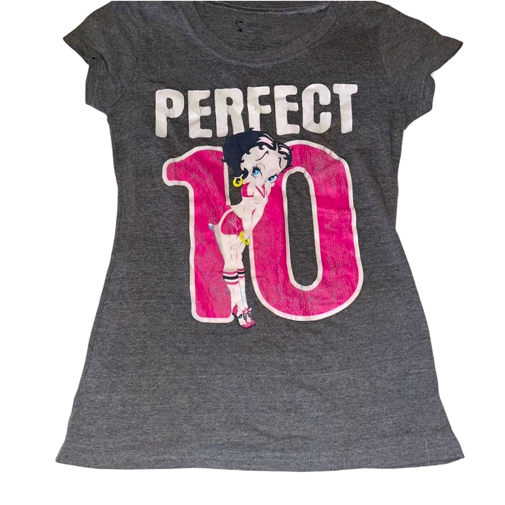 Betty Boop Gray and Pink Short Sleeve Tees Casual Style - Picture 1 of 2